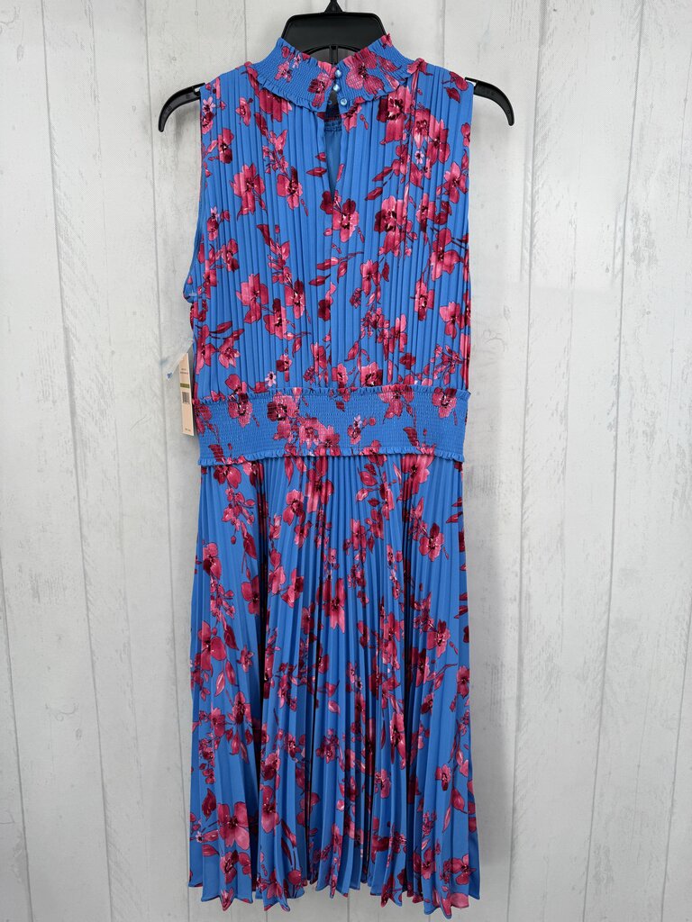 R148 14 pleated flo print slvls dress