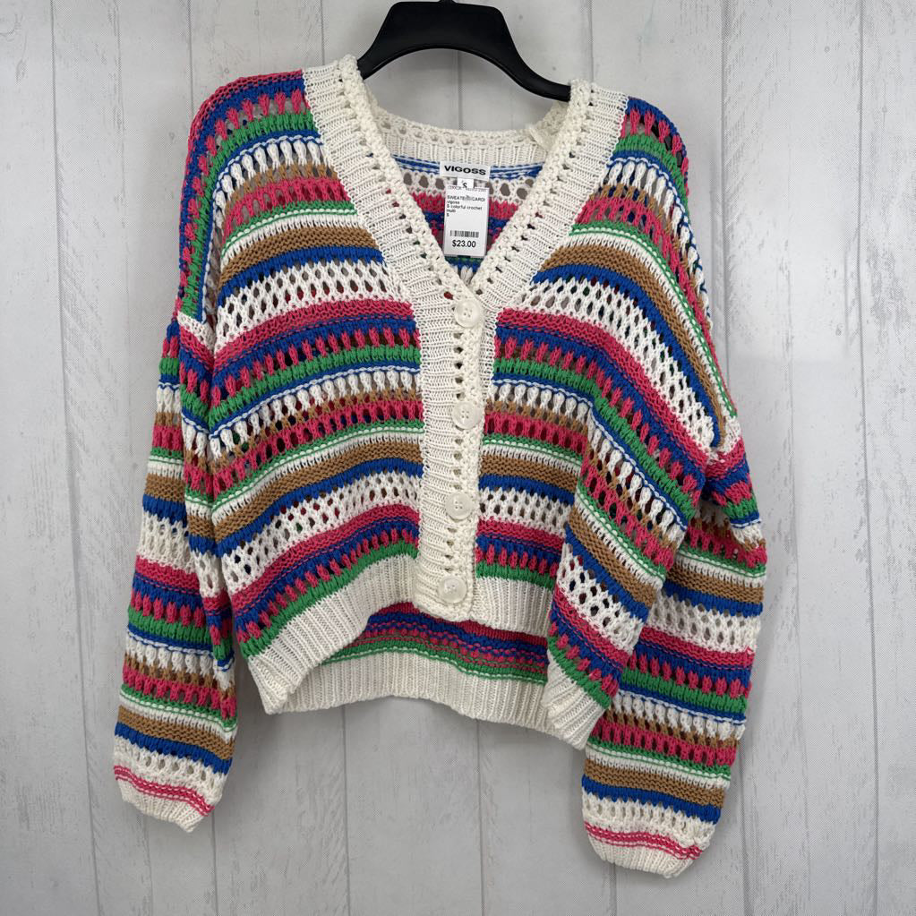 S colorful crochet cardi