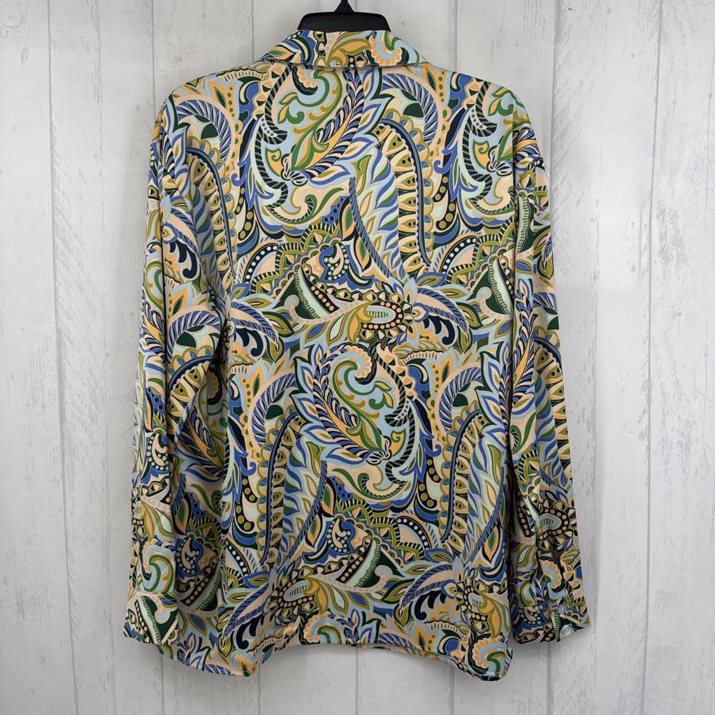 M paisley print button down l/s top