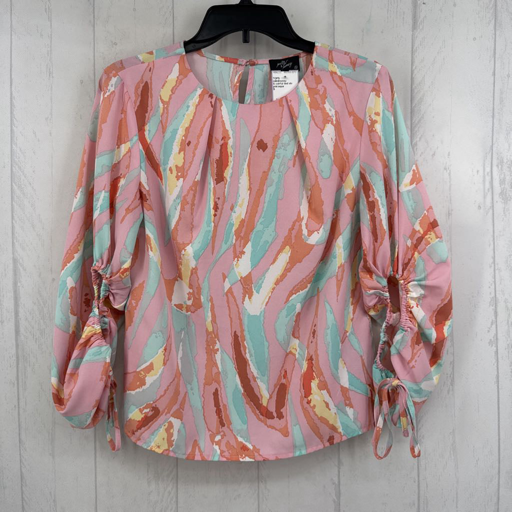 S colrful tied slv top