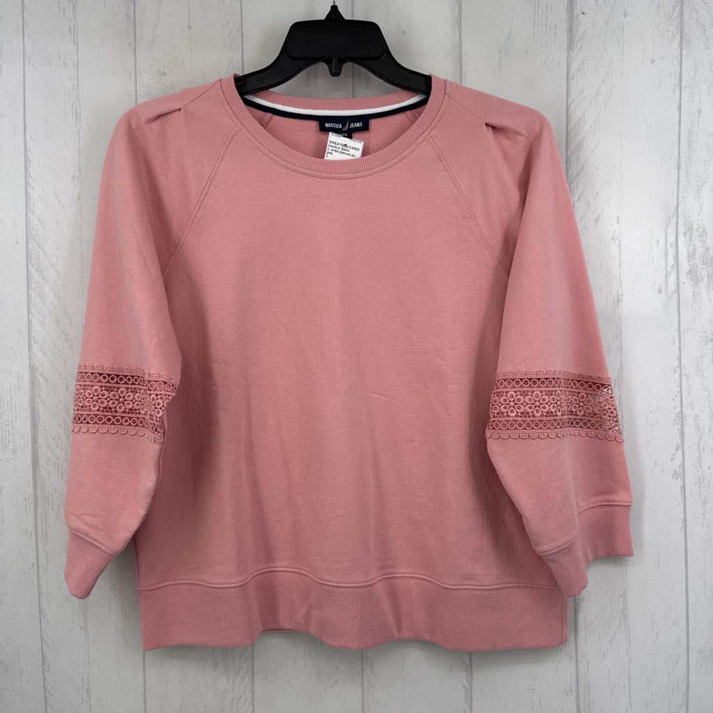 L embroidered slv crewneck sweatshirt