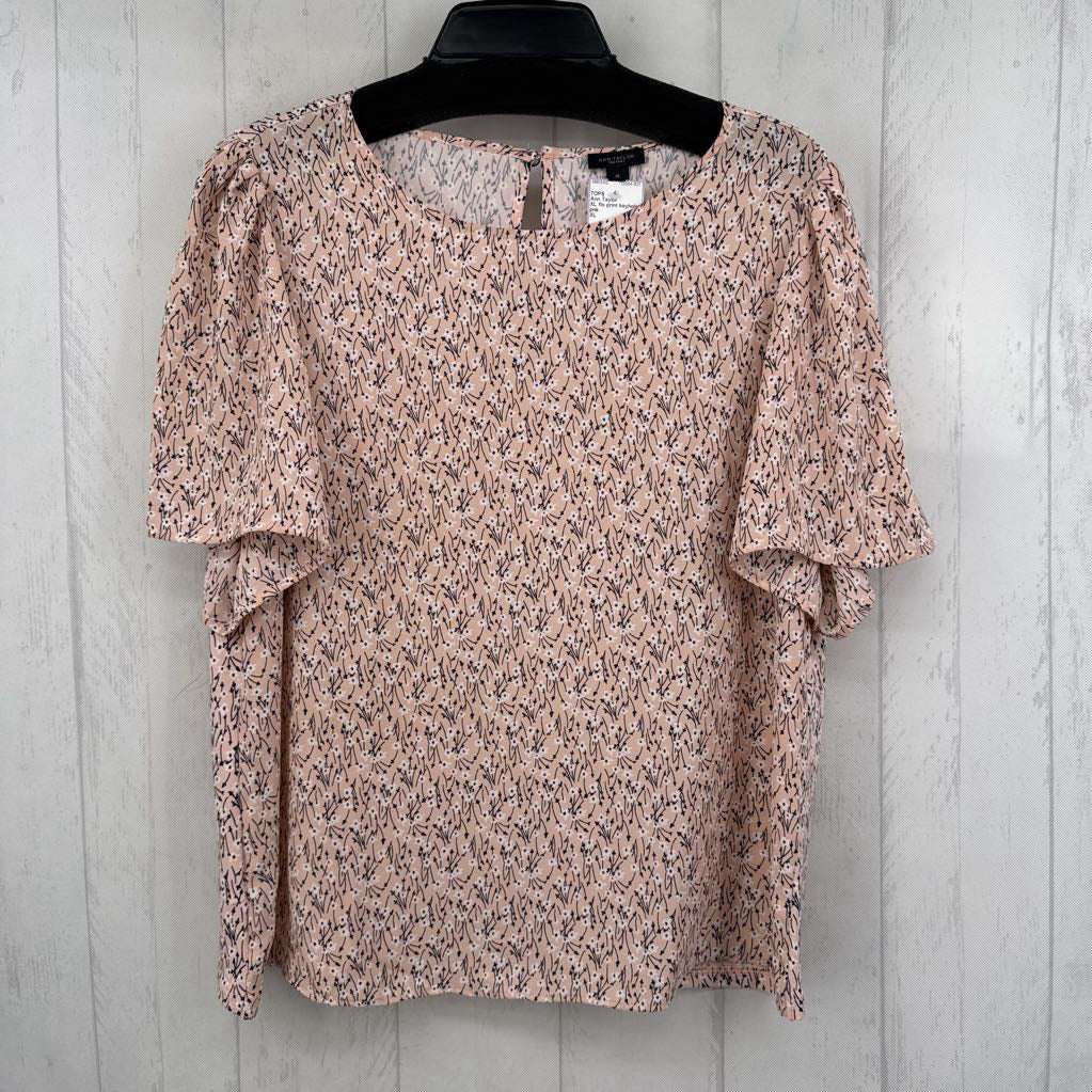 XL flo print keyhole back s/s top