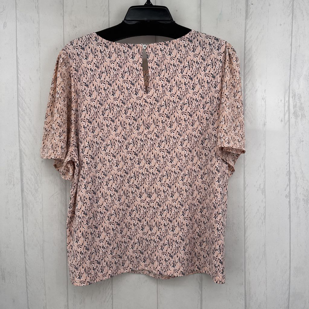 XL flo print keyhole back s/s top