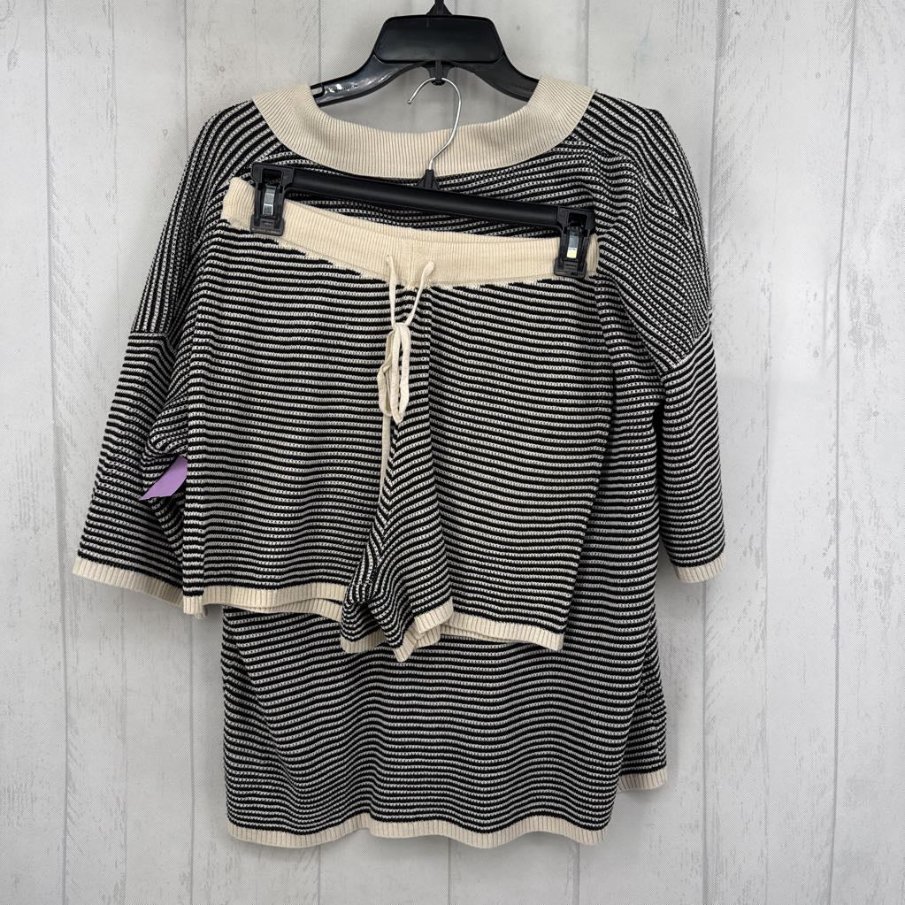 M 2pc striped knit shorts set