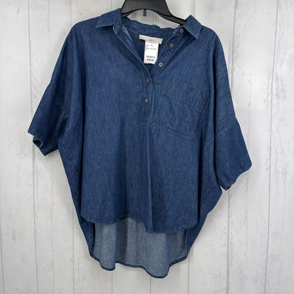 S denim .25 button down drop shoulder top