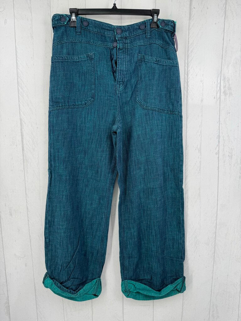 30 cuffed wide leg jean