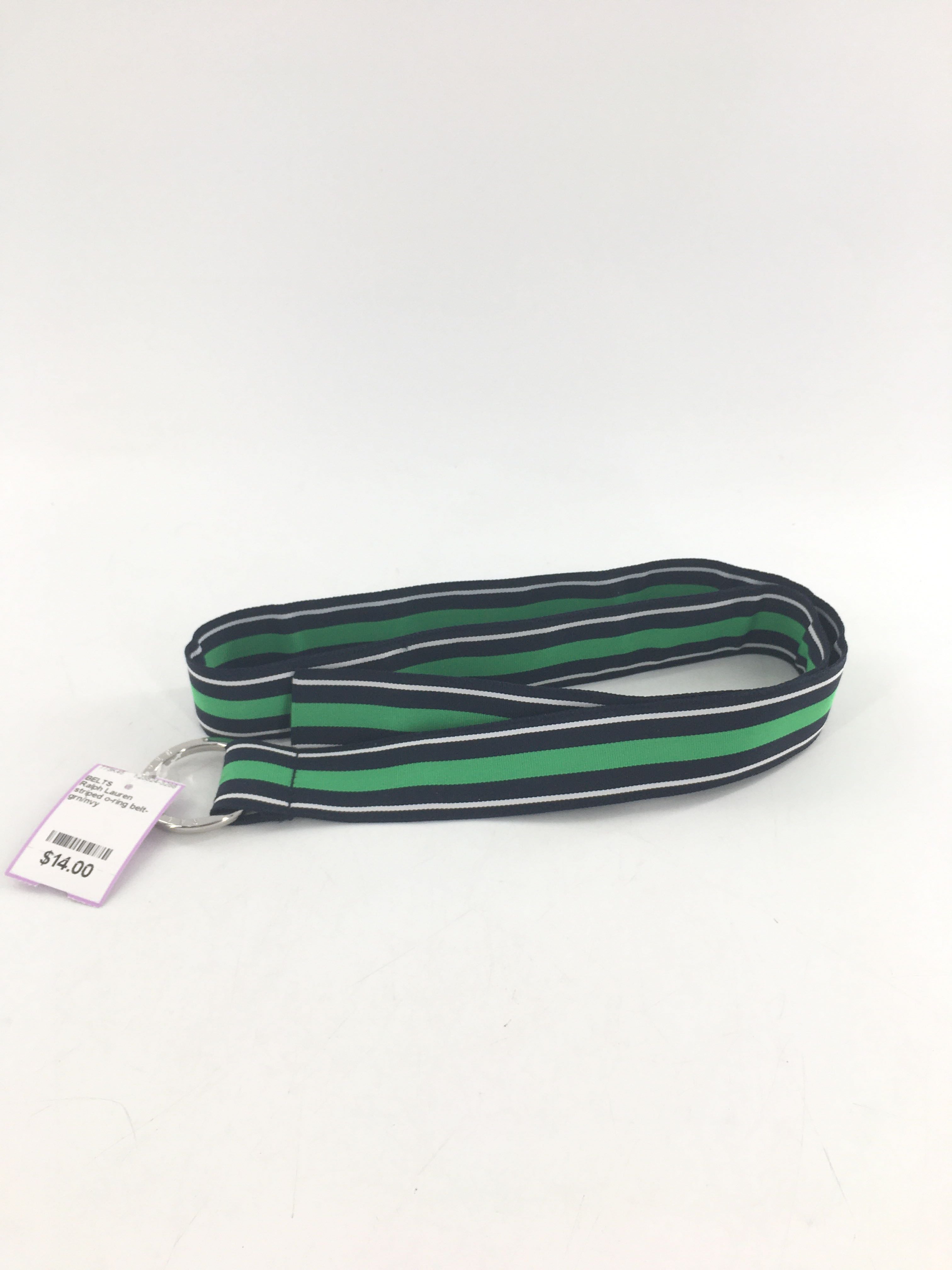striped o-ring belt-grn/nvy
