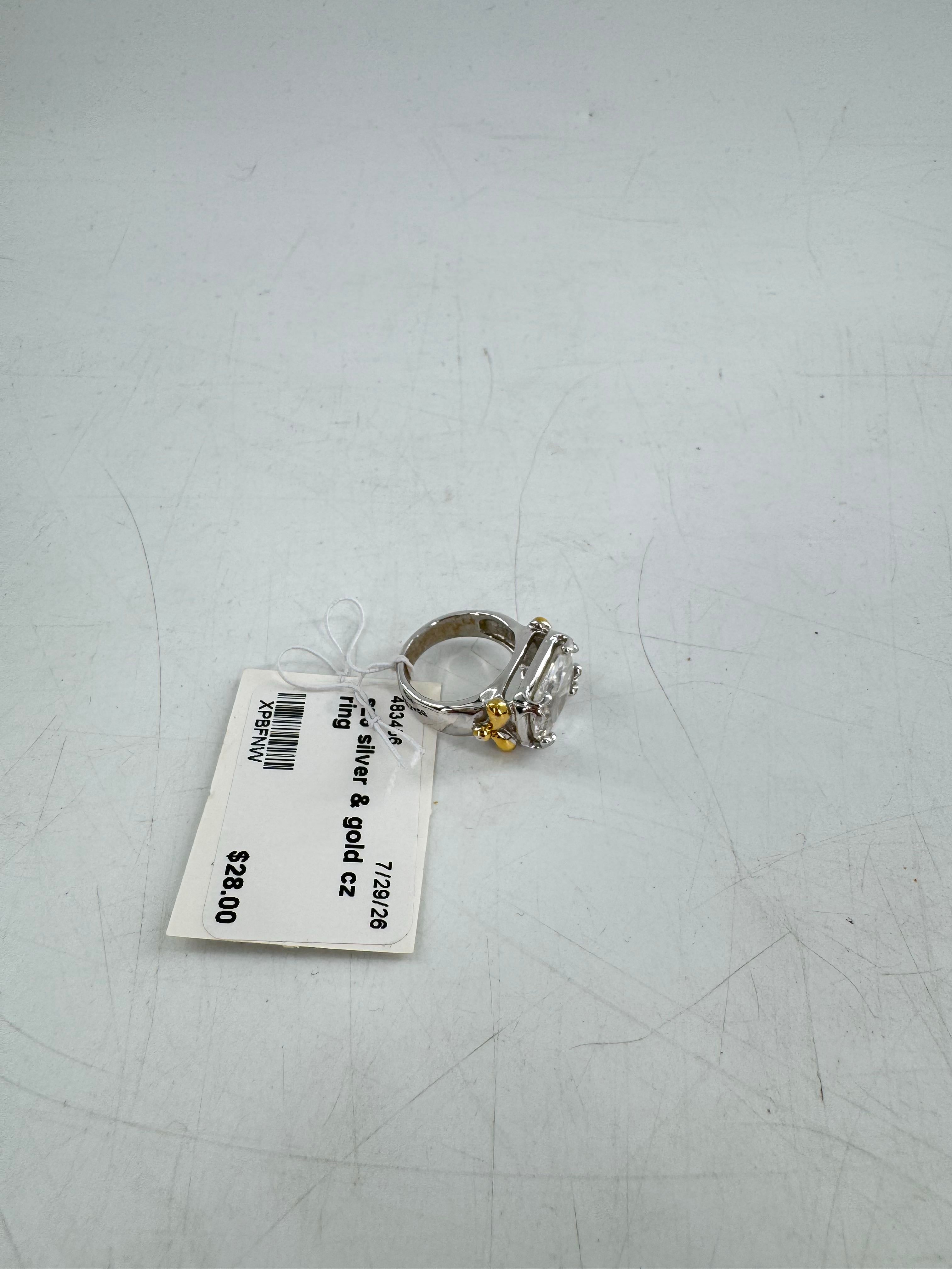 sz6 silver & gold cz ring