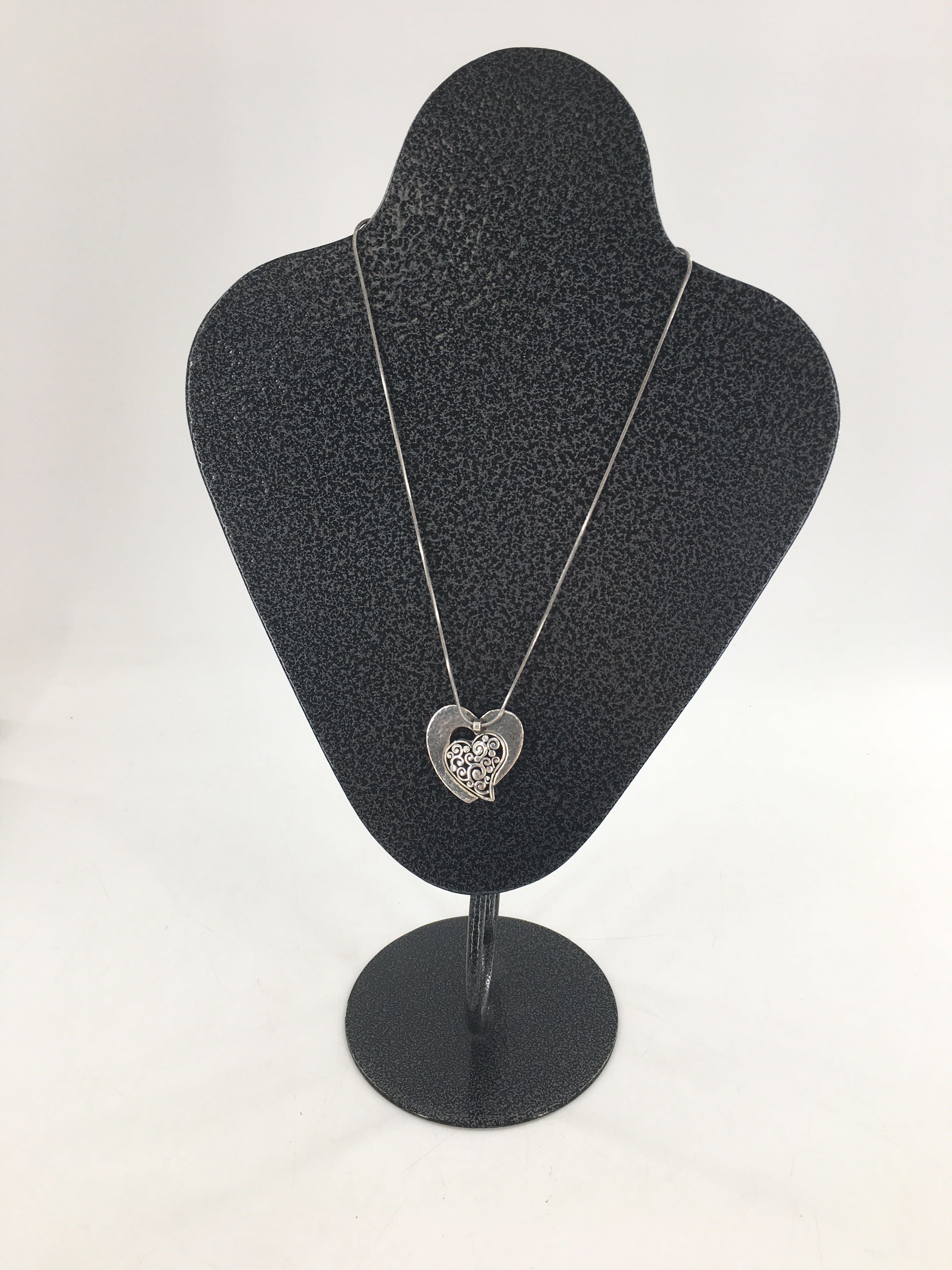 10" silver soul mates heart pendant necklace