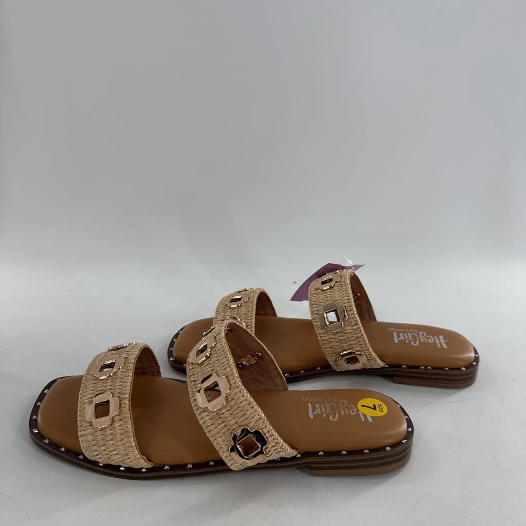 7 gold hardware woven sandals