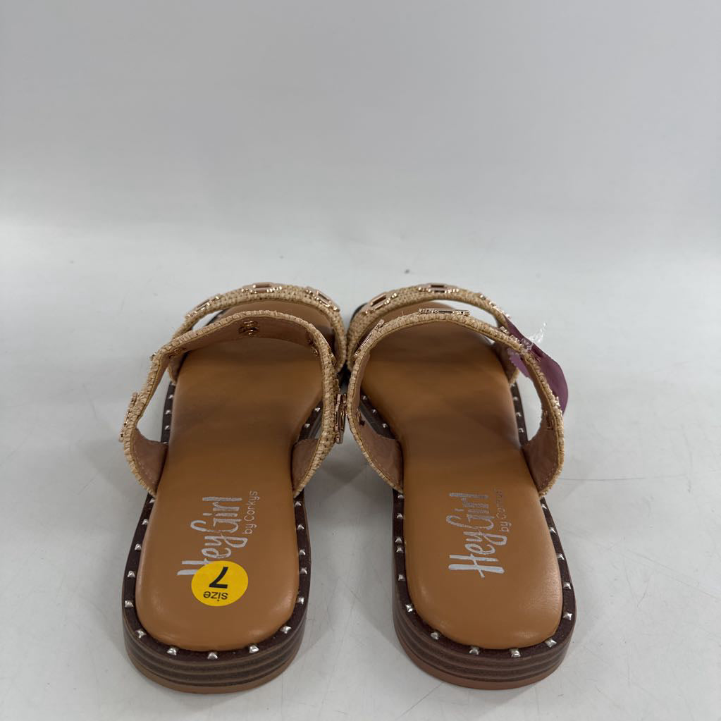 7 gold hardware woven sandals