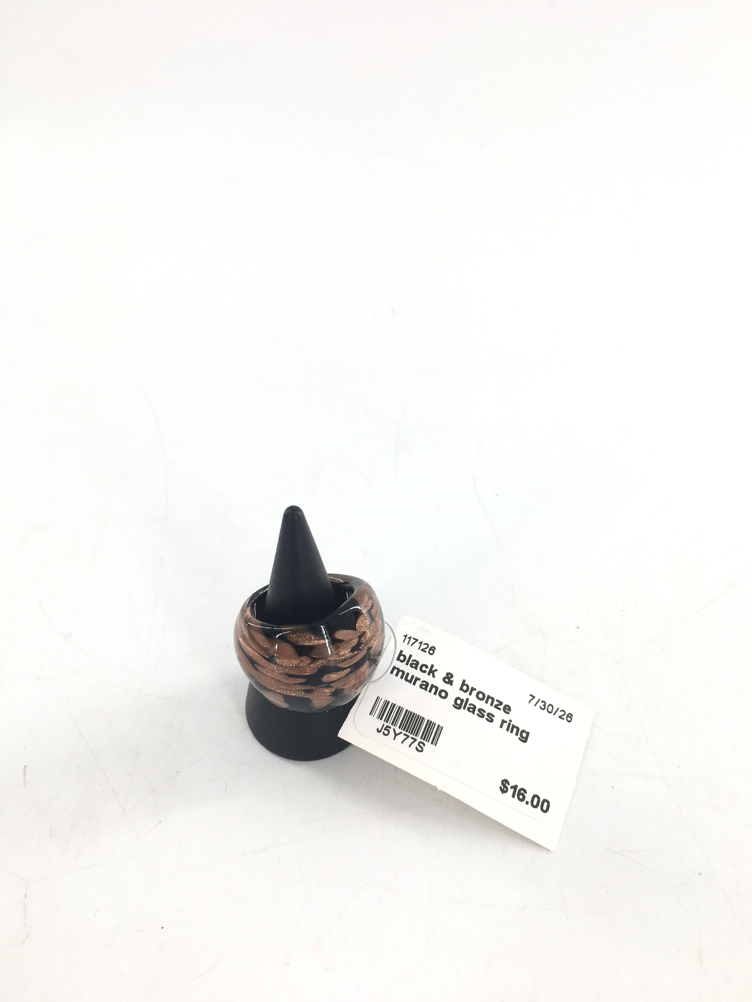 black & bronze murano glass ring