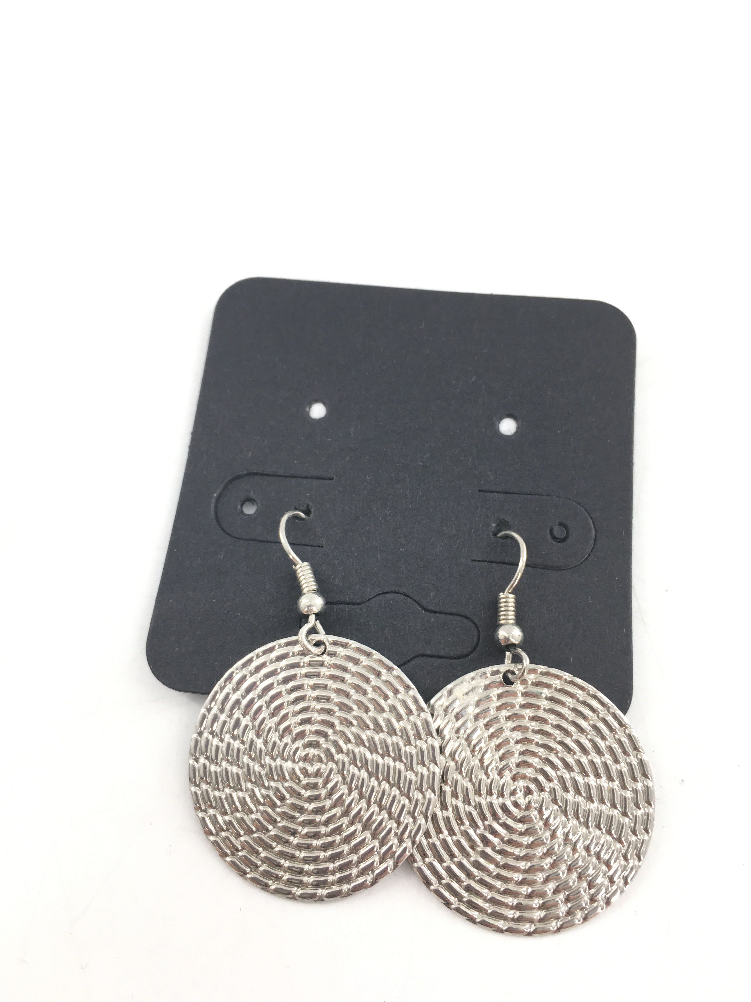 silver circle disc dangle earrings