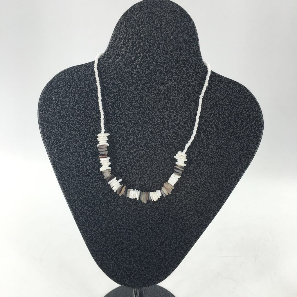8" white & grey shell necklace