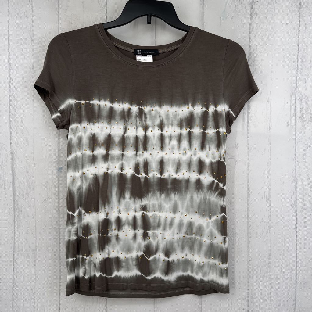 S embelished tie-dye s/s tee