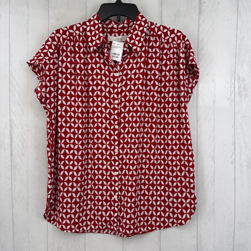 M printed button down s/s top