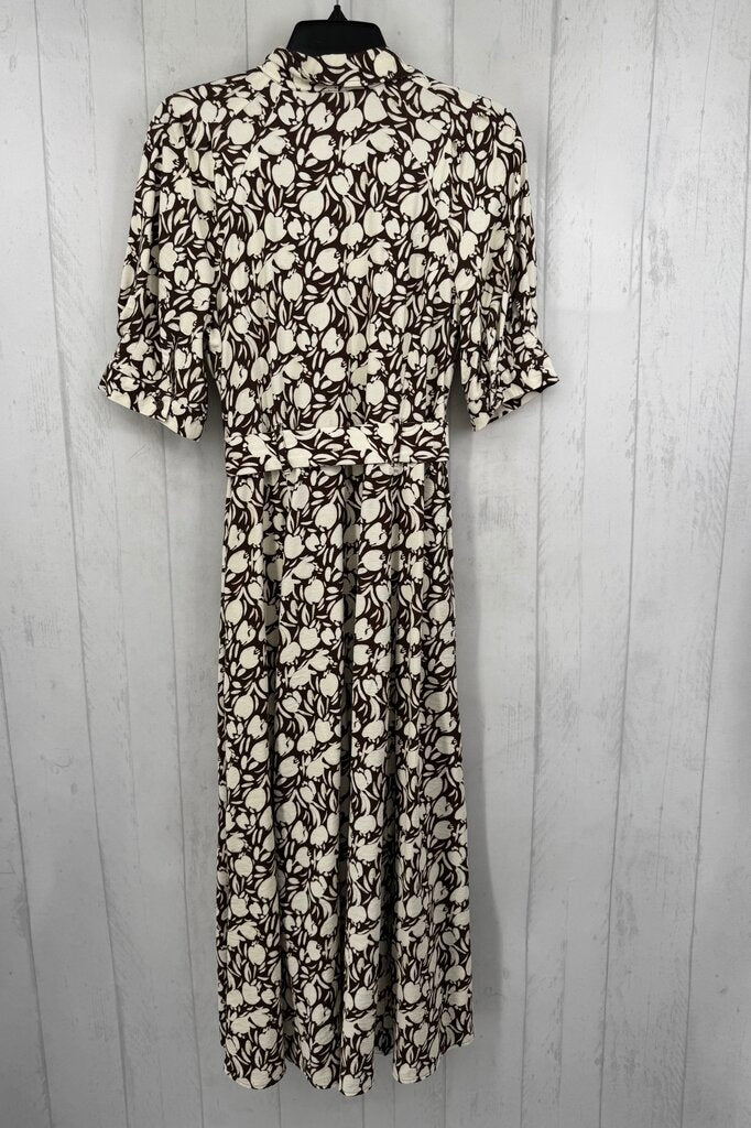 8 flo print belted button down s/s dress
