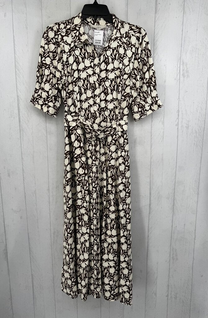 8 flo print belted button down s/s dress