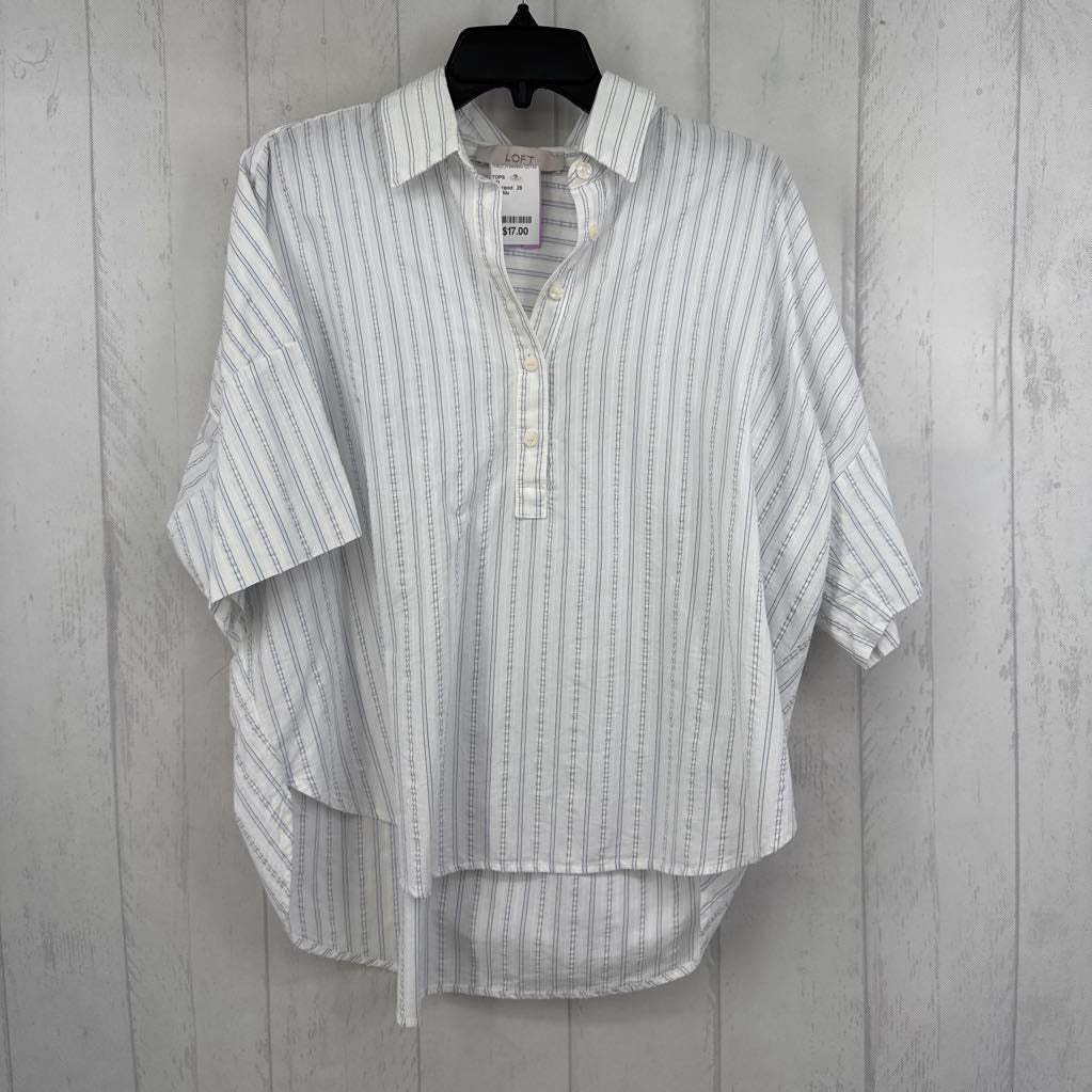S striped .25 button down s/s top