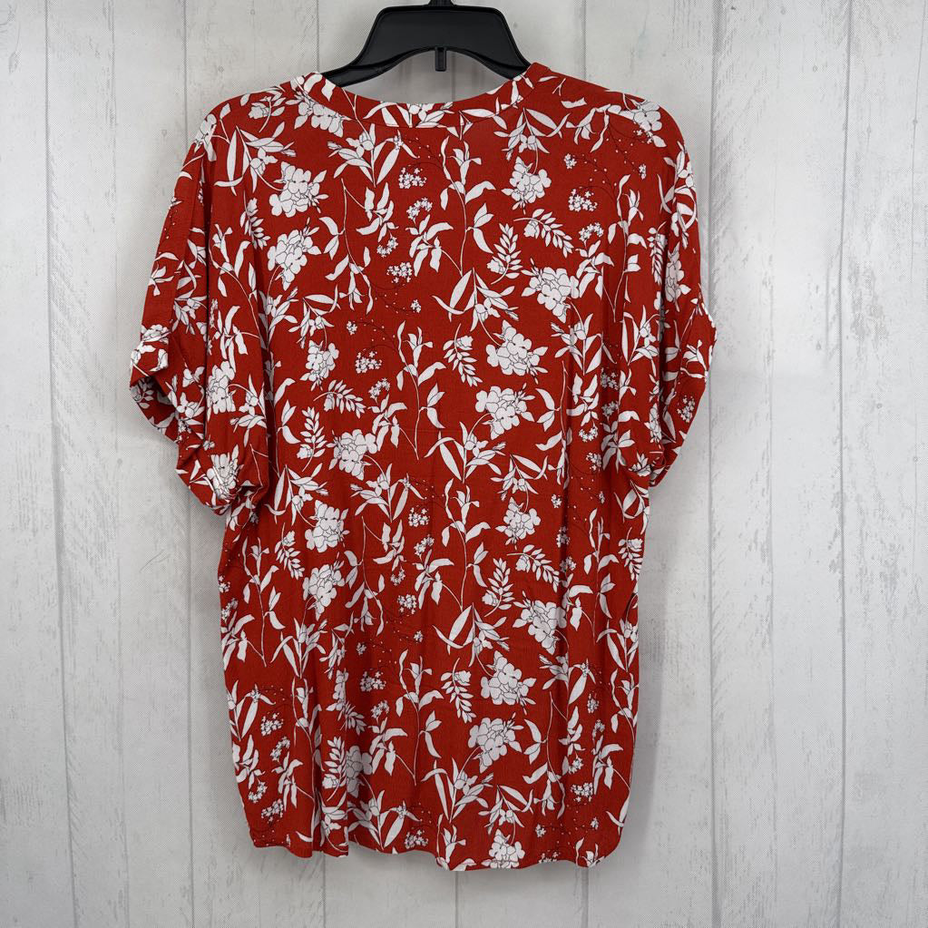 M flo print split neck s/s top