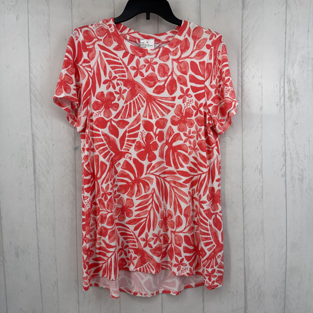 M flo print s/s hi-lo tee