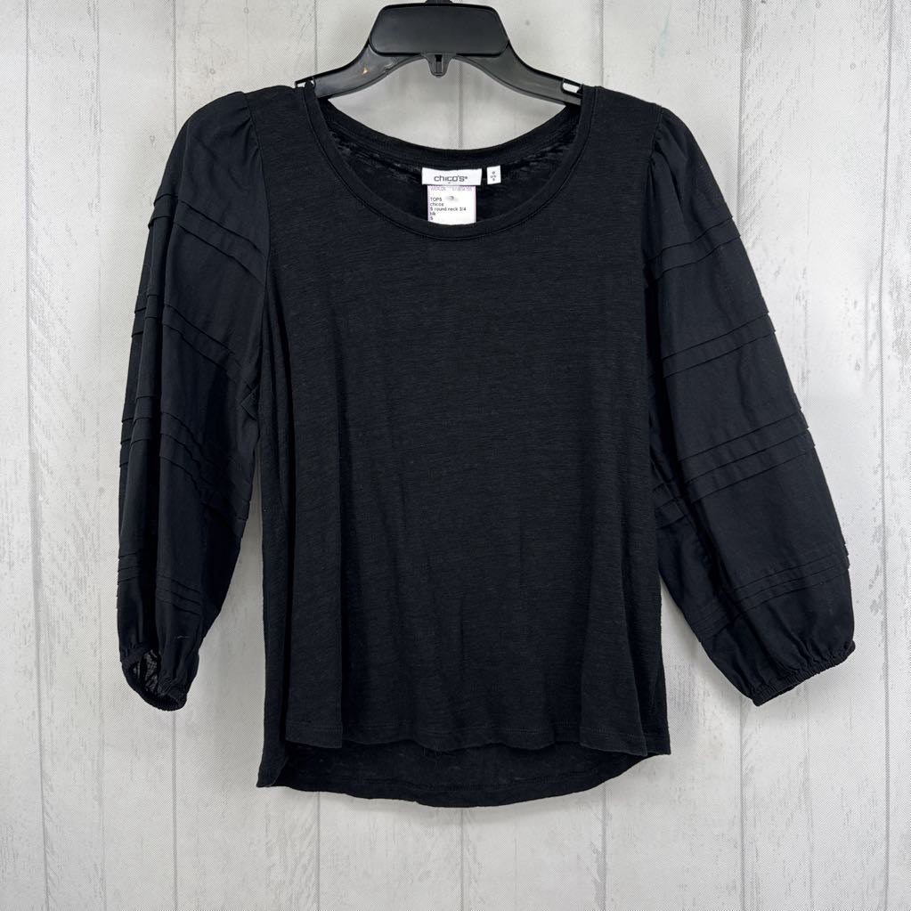 S round neck 3/4 slv top