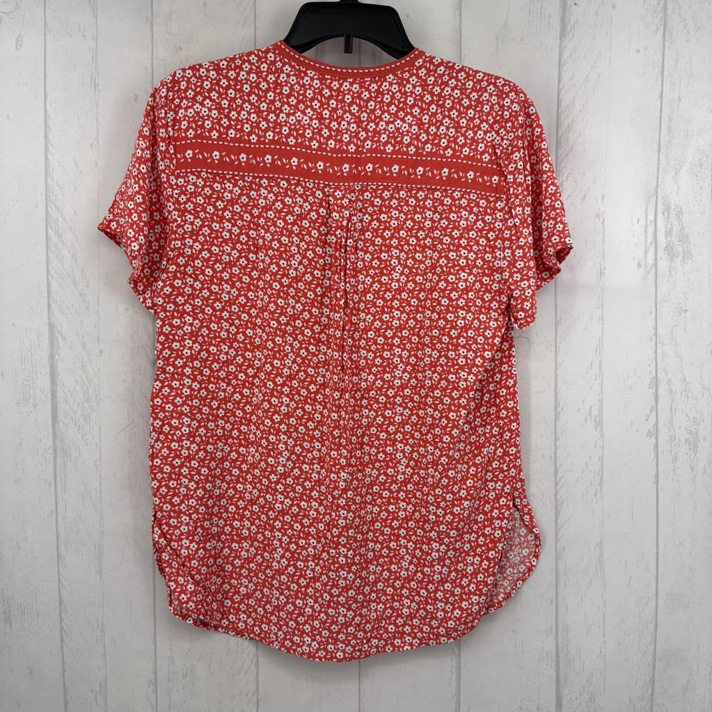 L flo print button down s/s top