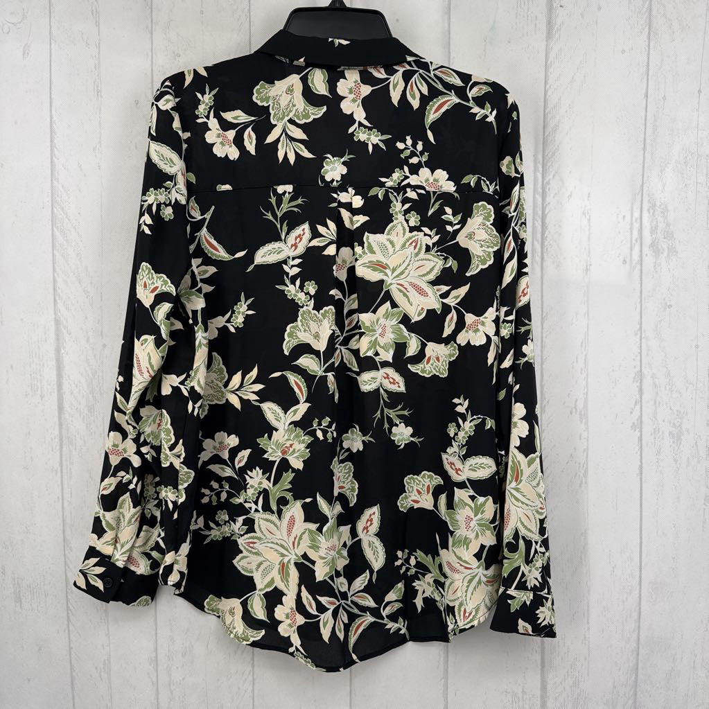 L flo print v-neck l/s top