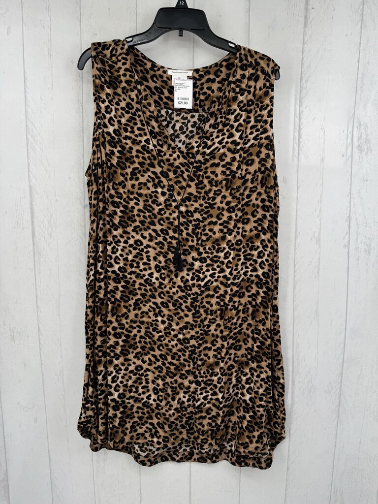 XL animal print tassel tie slvls dress