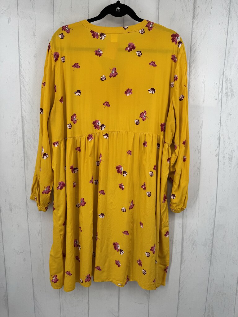 XXL flo print tie-front l/s dress