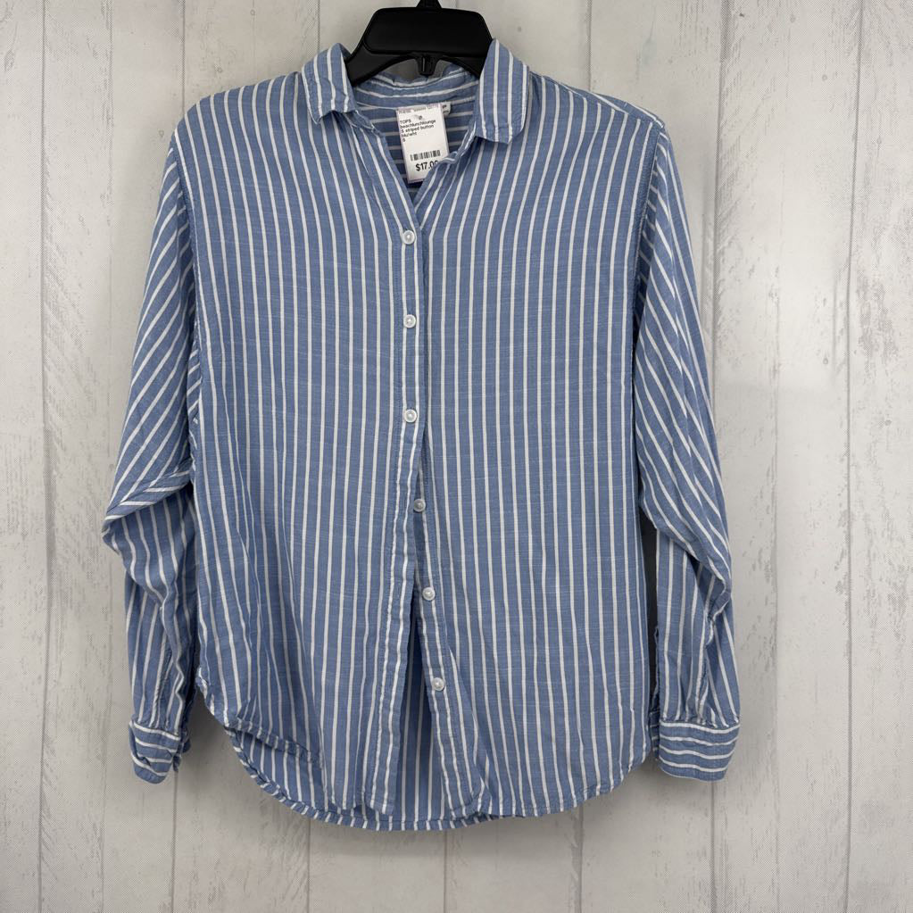 S striped button down l/s top