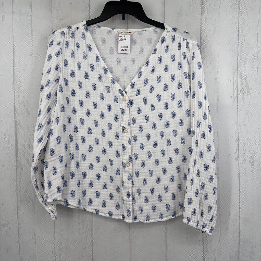 L paisley print button down l/s top