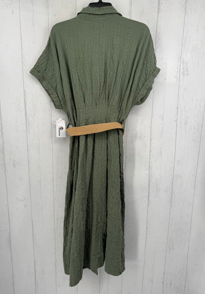L textured belted s/s dress
