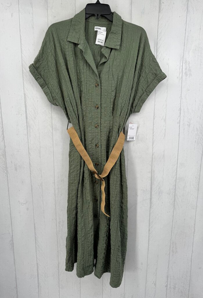 L textured belted s/s dress