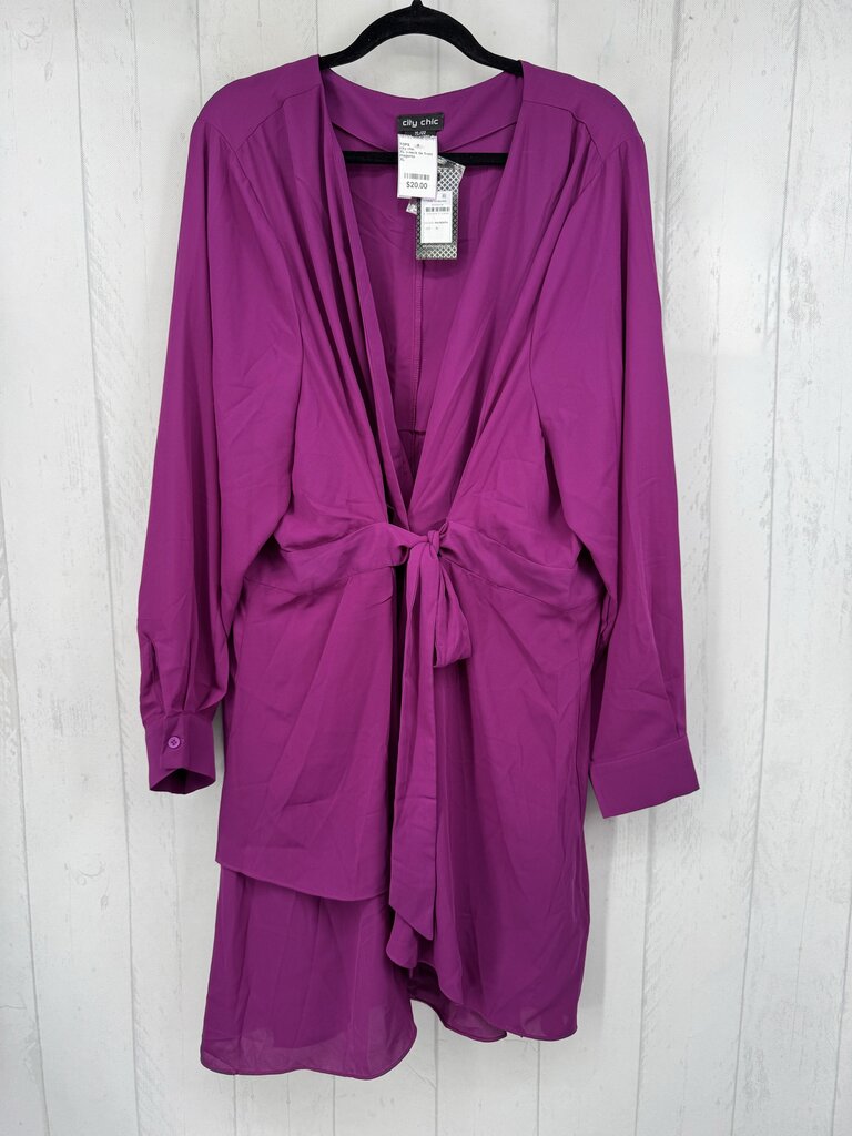 XL v-neck tie front l/s top
