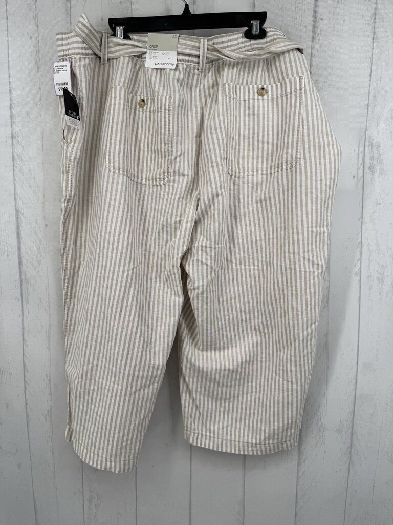 2X striped belted capris