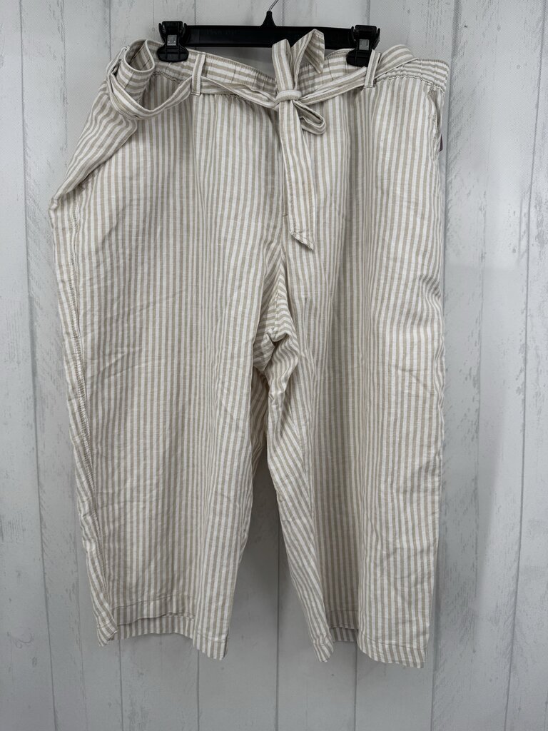 2X striped belted capris