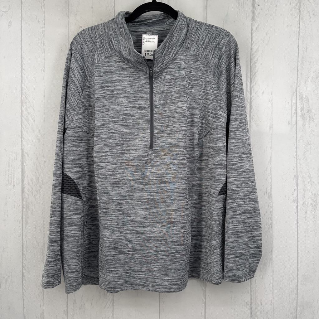 3X marled quarter zip l/s pullover