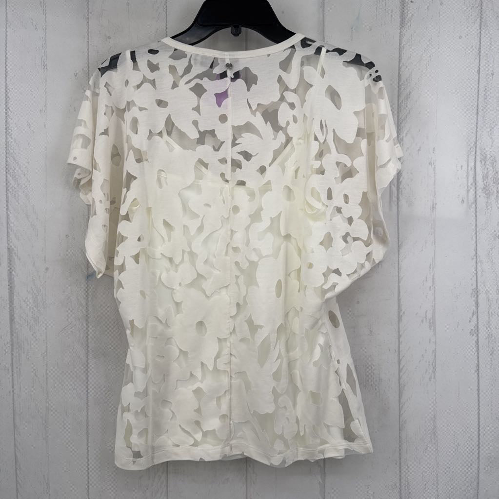M 2pc semi sheer s/s top & cami