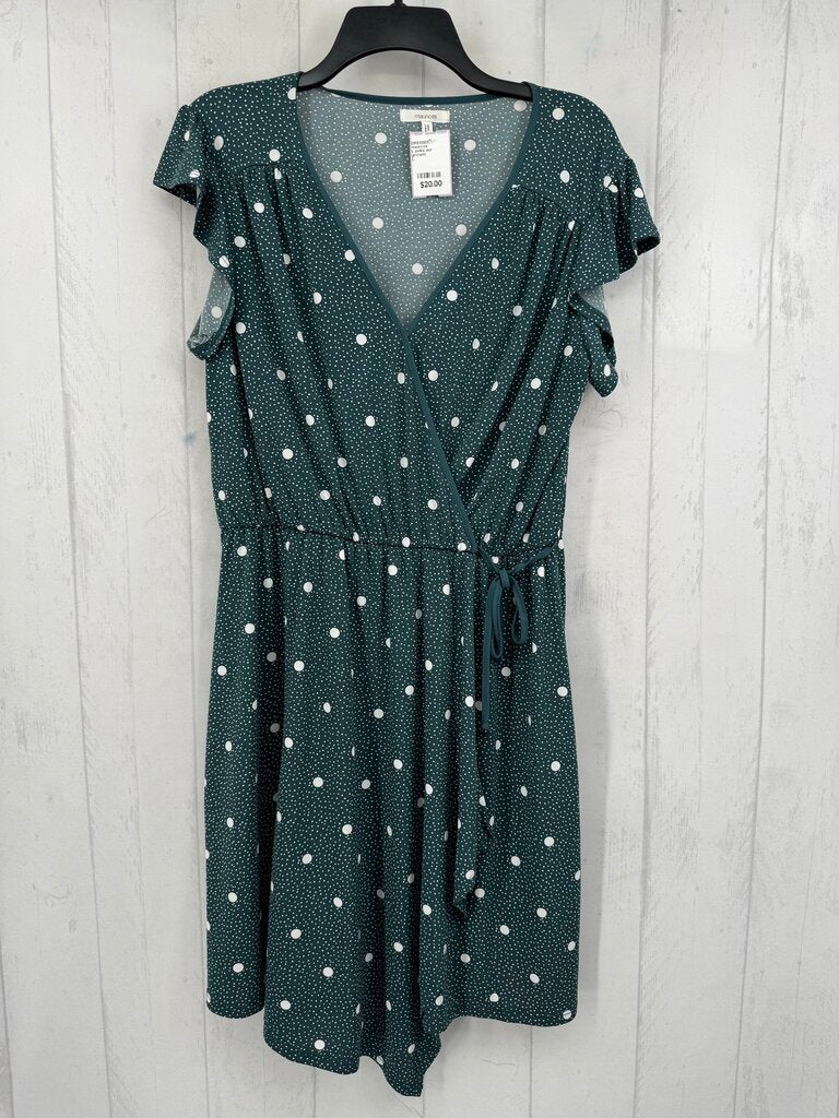 L polka dot crossover flutter slv dress