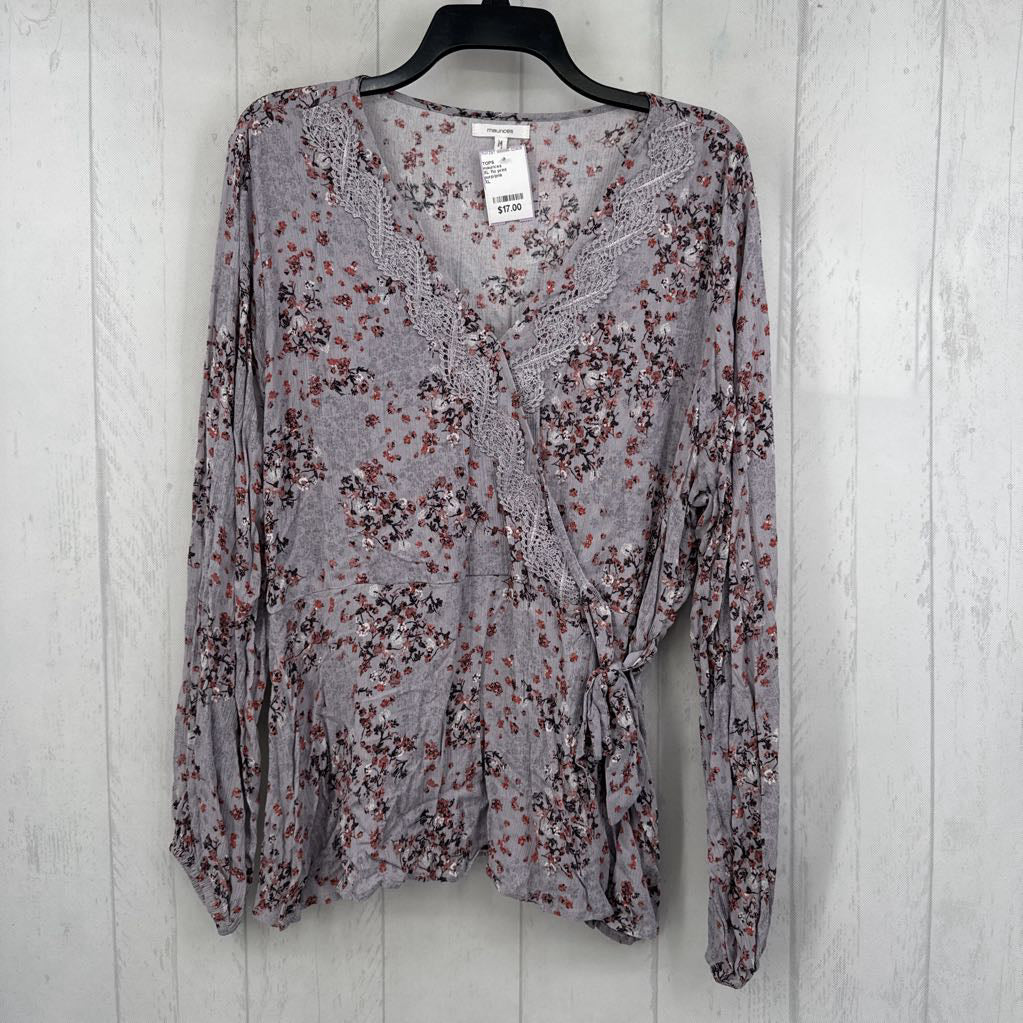 XL flo print crossover l/s top