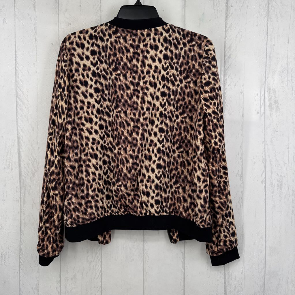 L animal print zip-up jacket