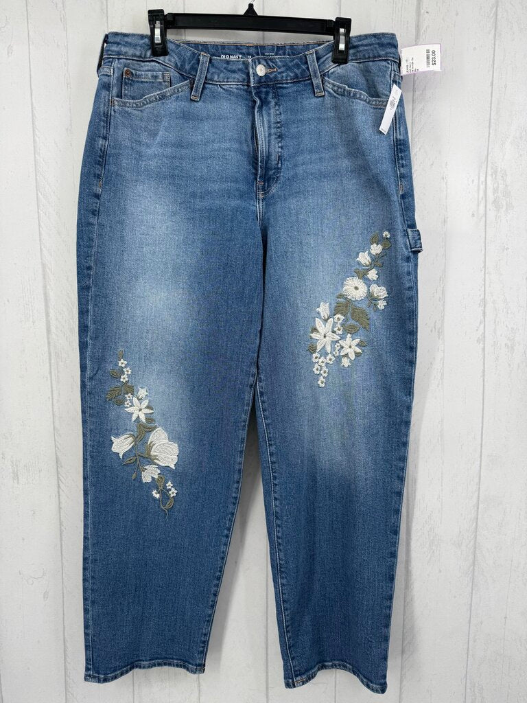 14 hi-rise flo embroidered jeans