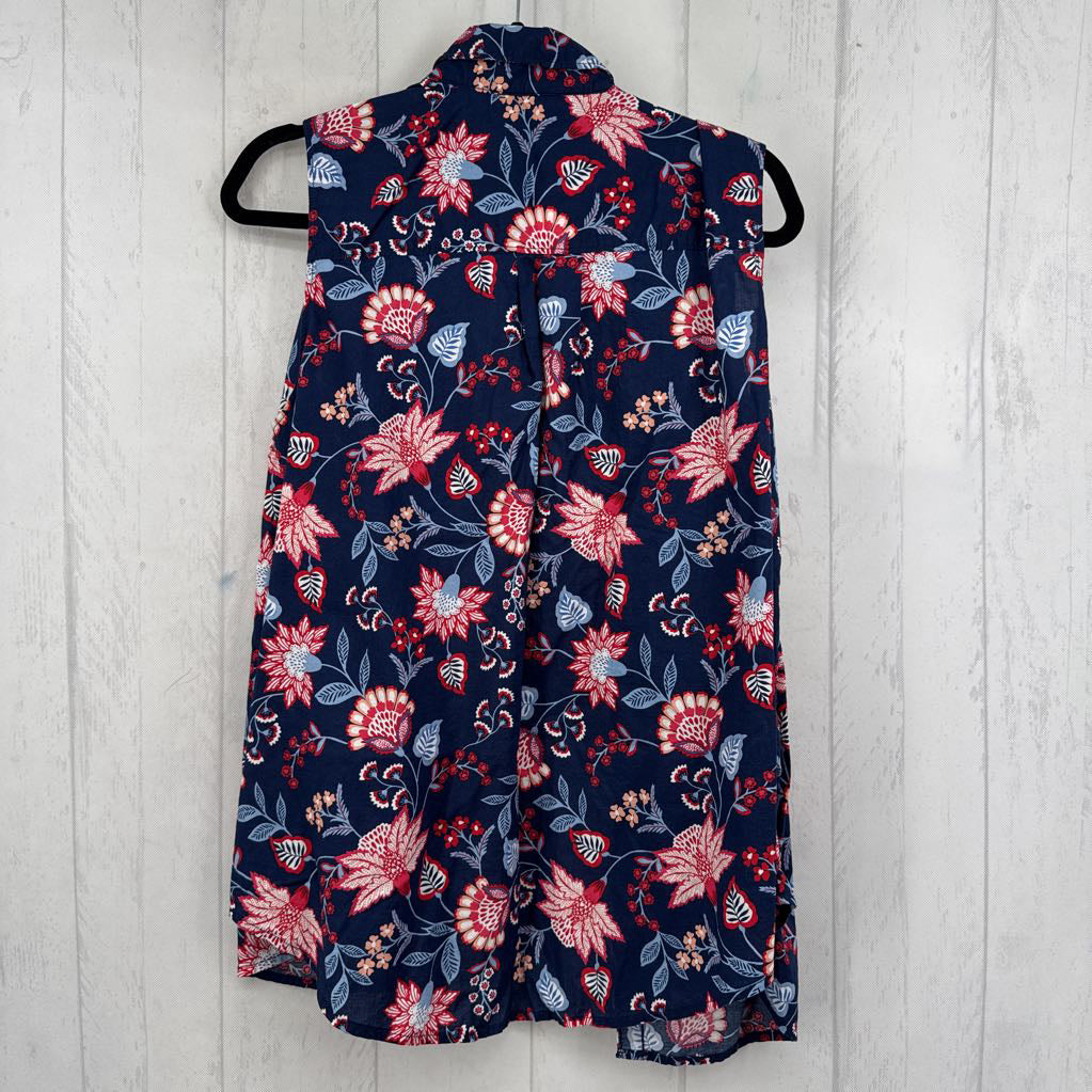 1X flo print button down tank