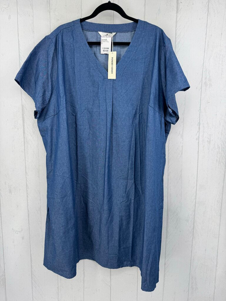 4X denim v-neck s/s dress