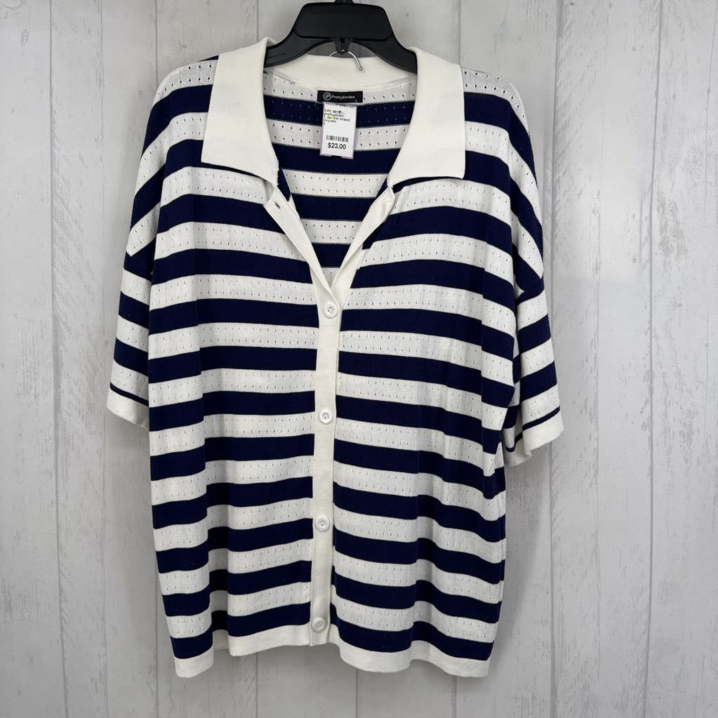 L 2pc knit striped shorts set