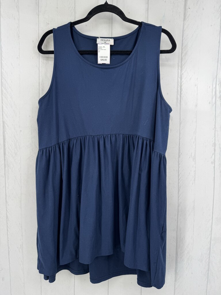 3X round neck peplum tank