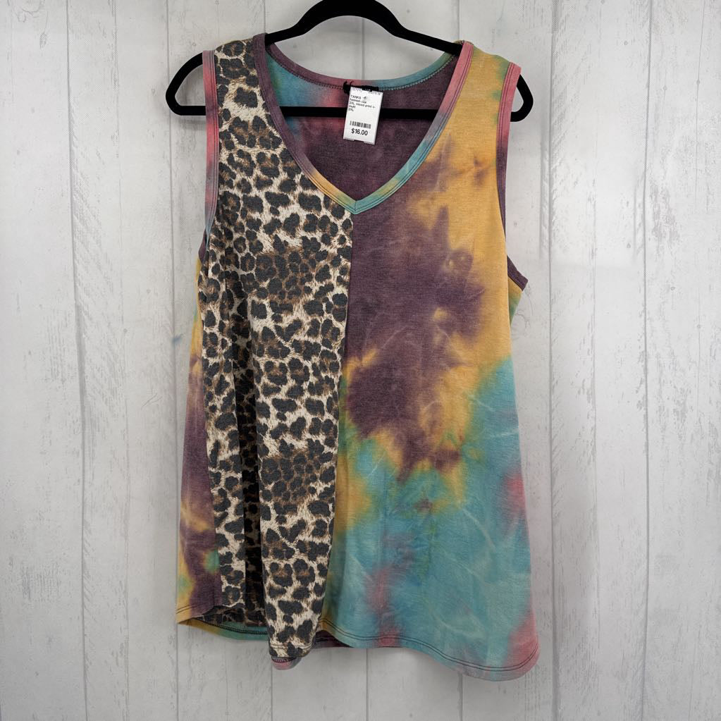 2XL mixed print v-neck tank