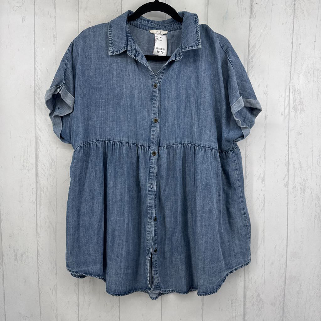 L denim s/s babydoll top