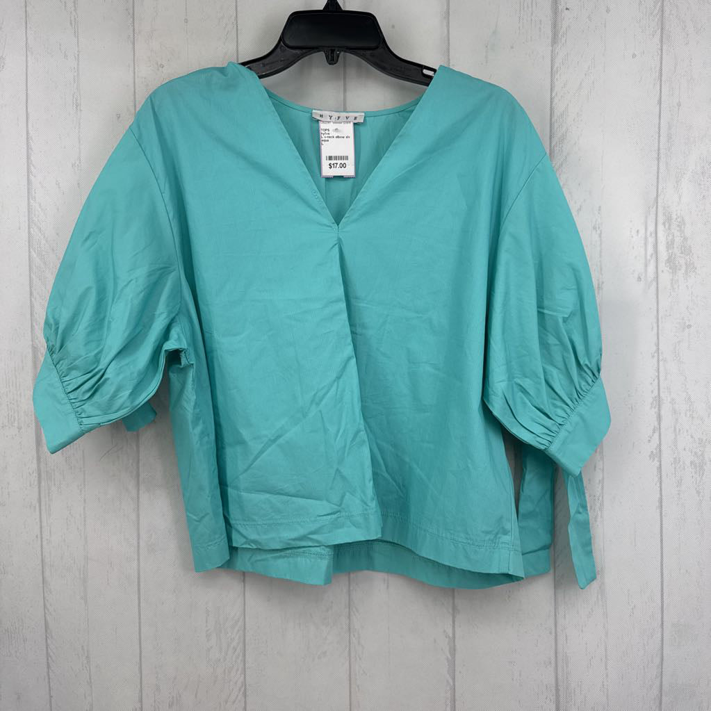 L v-neck elbow slv top